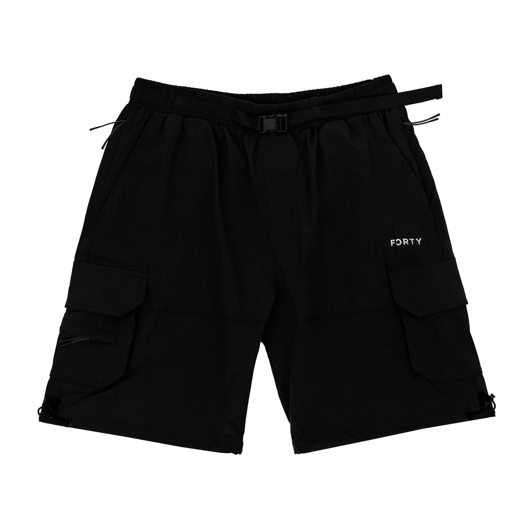 FORTY Black Lenox Tech Cargo Shorts