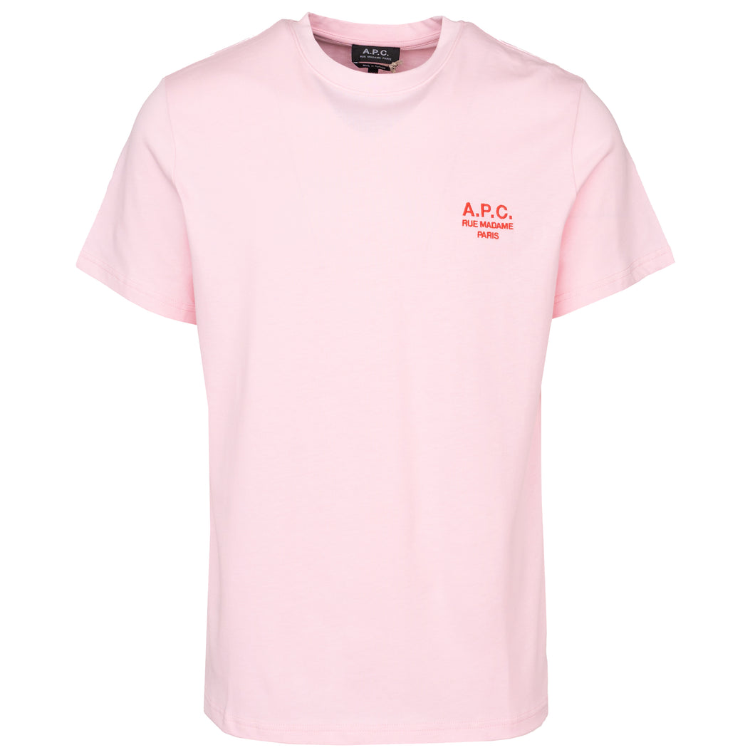 A.P.C. Rose Pink Raymond Embroidered Logo Tee