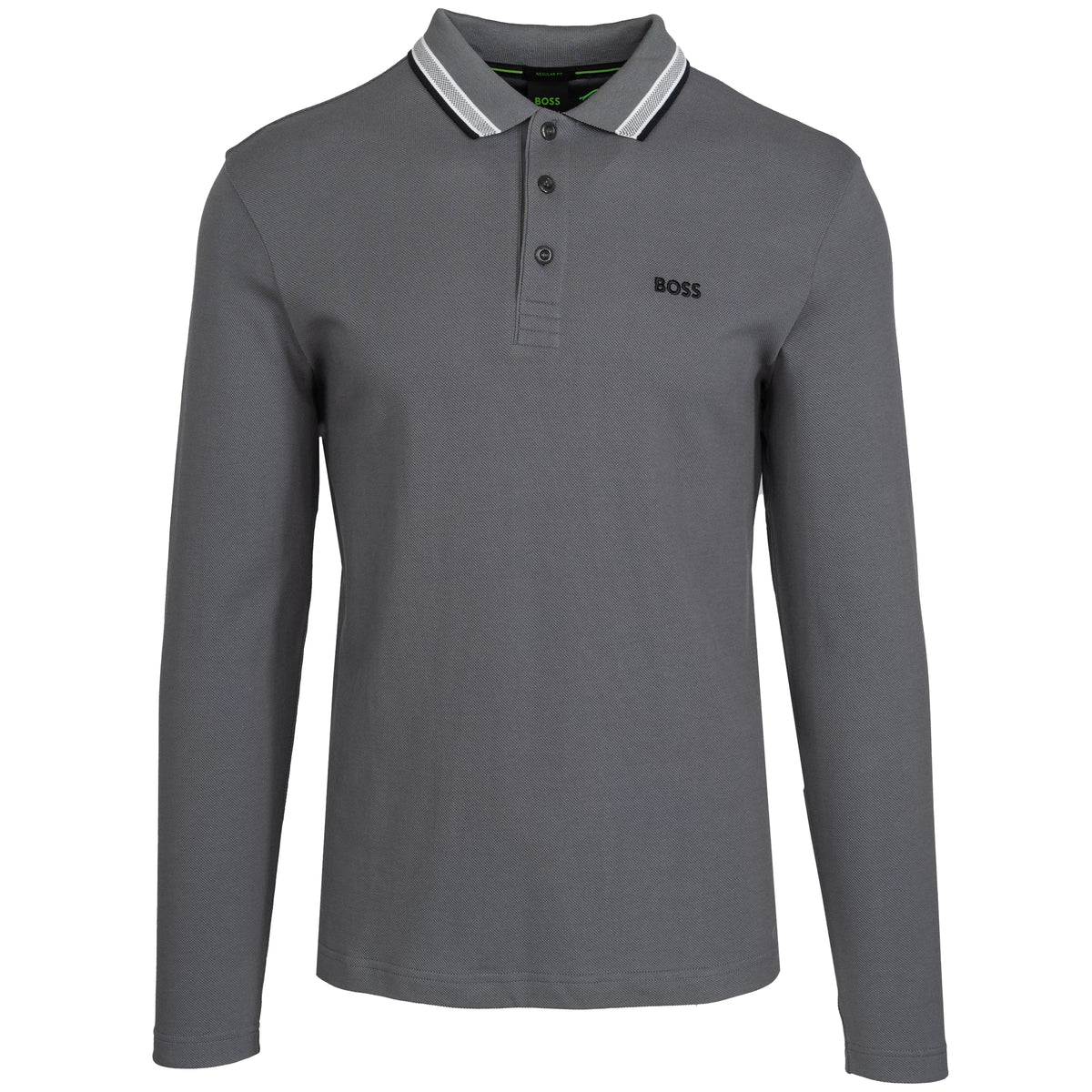 Load image into Gallery viewer, Boss Grey Plisy Long Sleeve Polo
