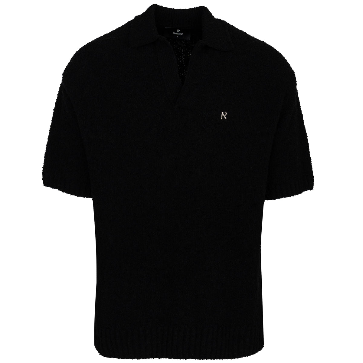 Load image into Gallery viewer, Represent Black Boucle Textured Knit Polo
