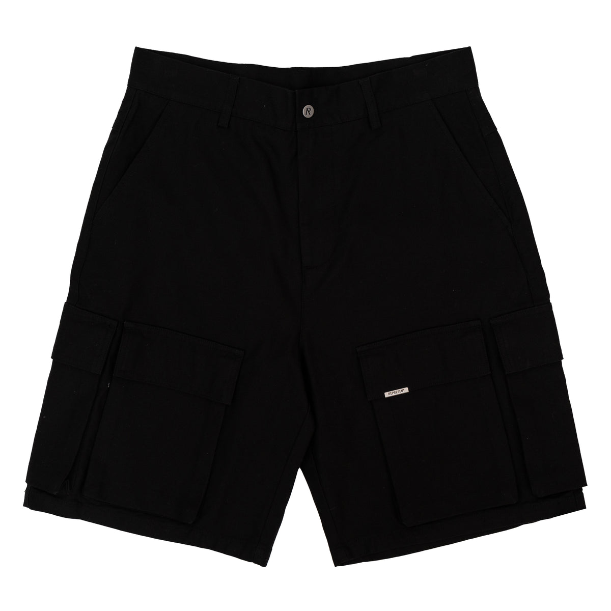 Load image into Gallery viewer, Represent Black Baggy Cotton Cargo Shorts
