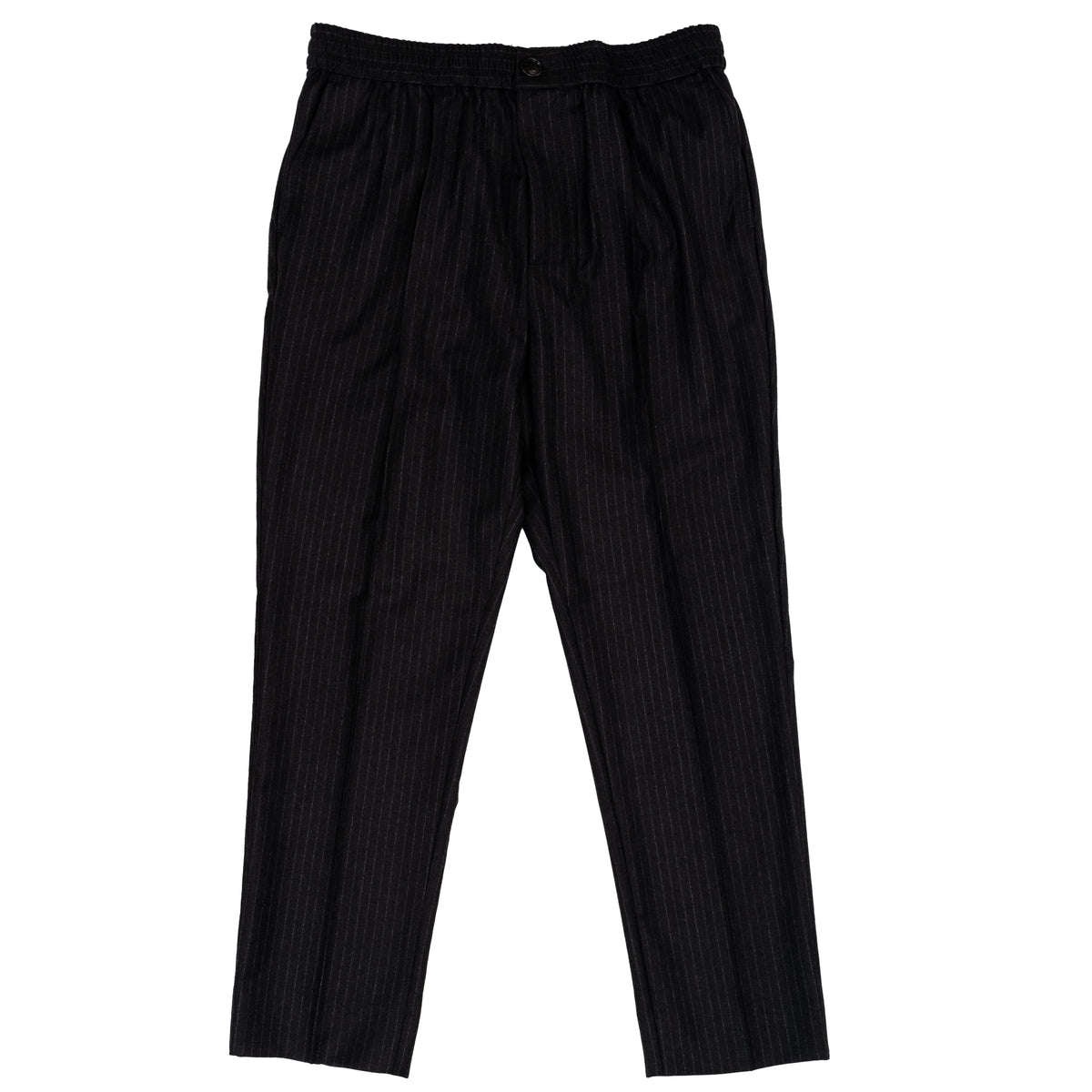 Load image into Gallery viewer, AMI Dark Grey Cropped Pin Stripe Trouser
