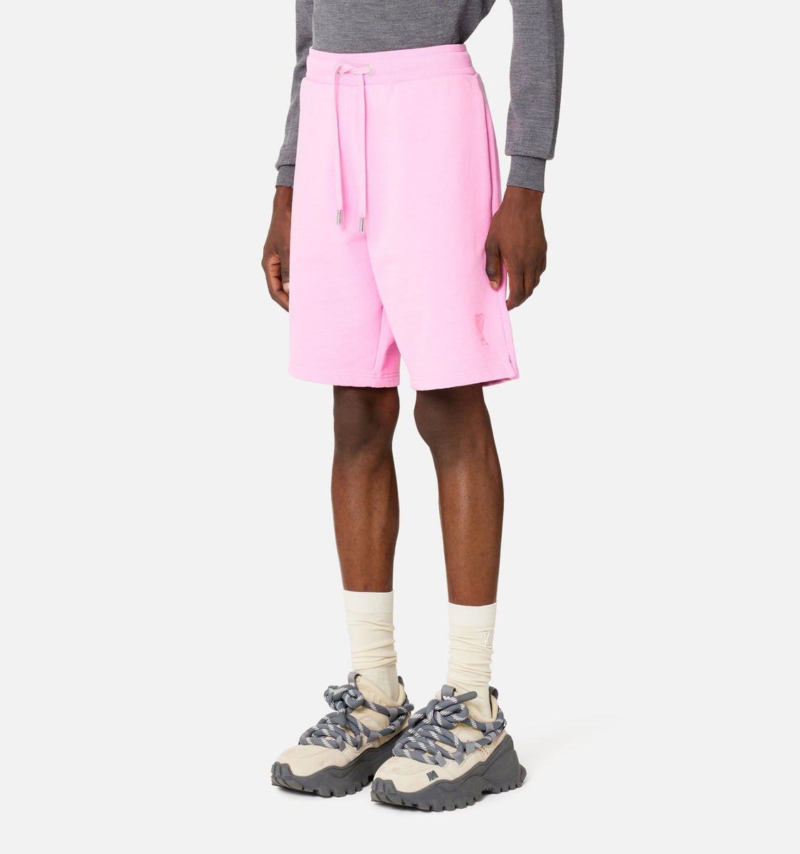 Load image into Gallery viewer, AMI Candy Pink Tonal De Coeur Sweat shorts
