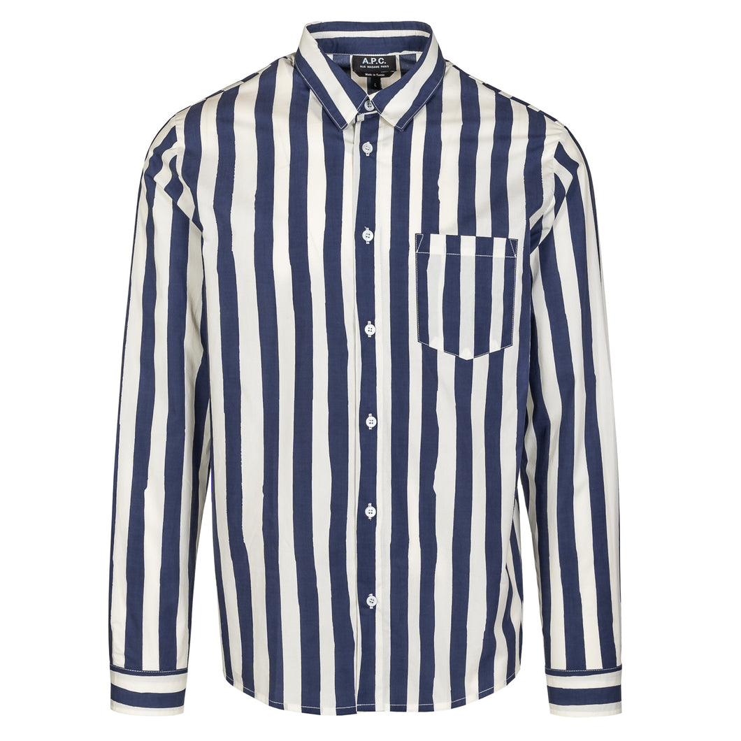 A.P.C. Dark Blue Stripe Mathieu Shirt