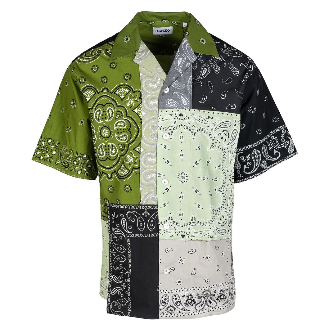 Kenzo Green Patchwork Short Sleeve Shirt