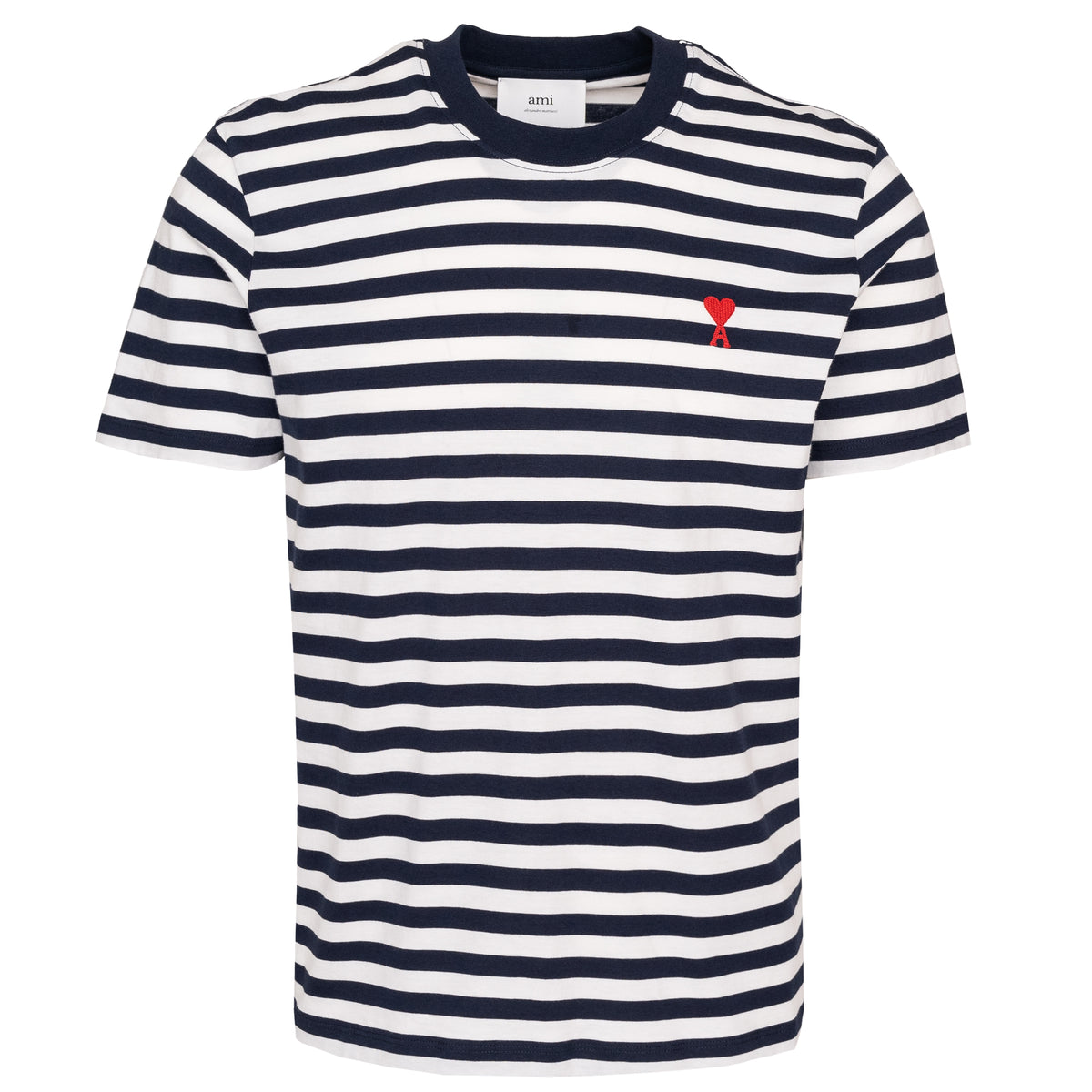 Load image into Gallery viewer, AMI Nautical Blue/White Stripe De Coeur Tee
