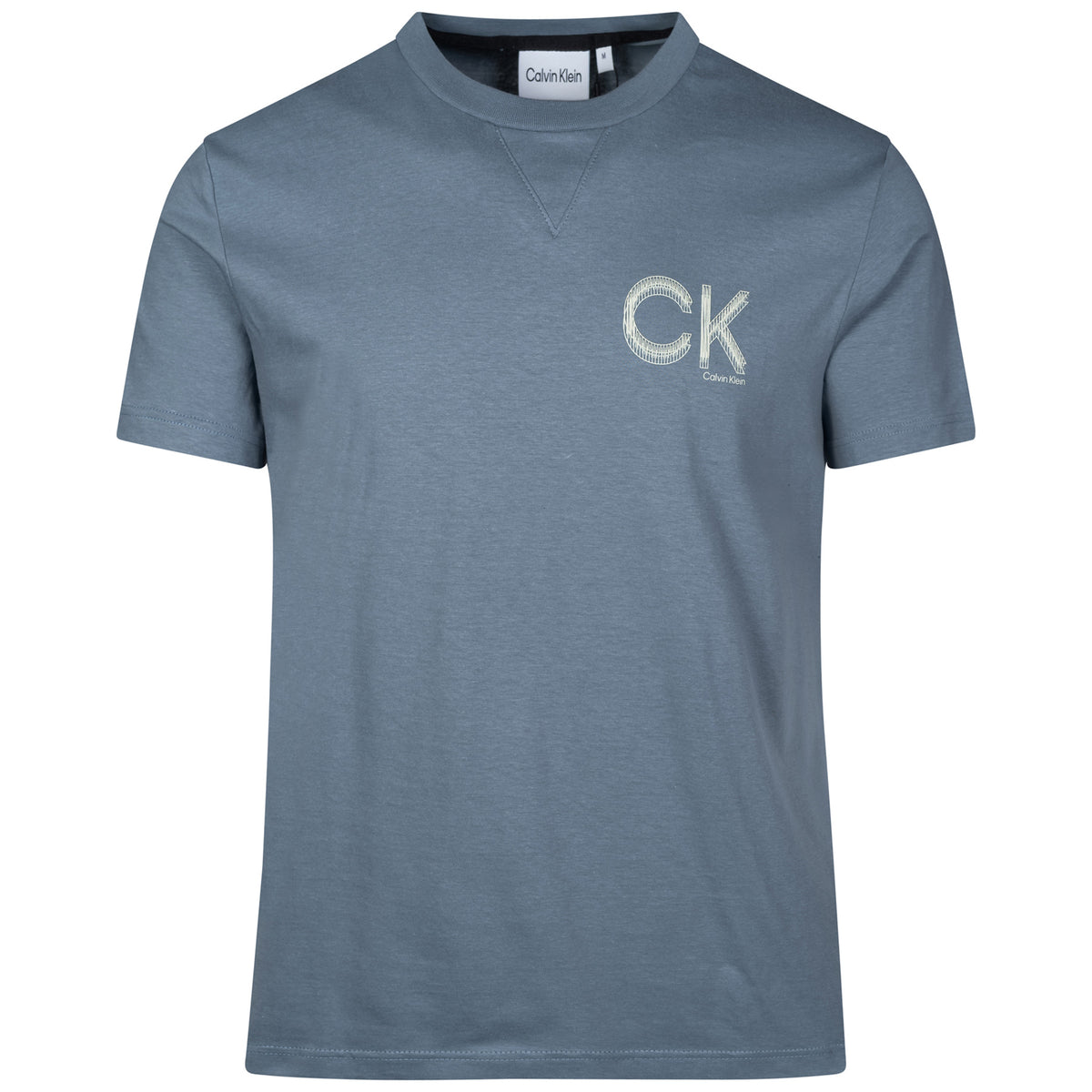 Load image into Gallery viewer, Calvin Klein Grey Tar Striped Chest Logo Tee
