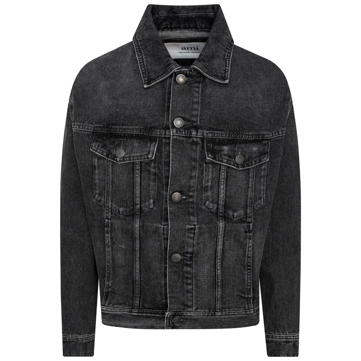 Load image into Gallery viewer, AMI Used Black Boxy Fit Denim Jacket
