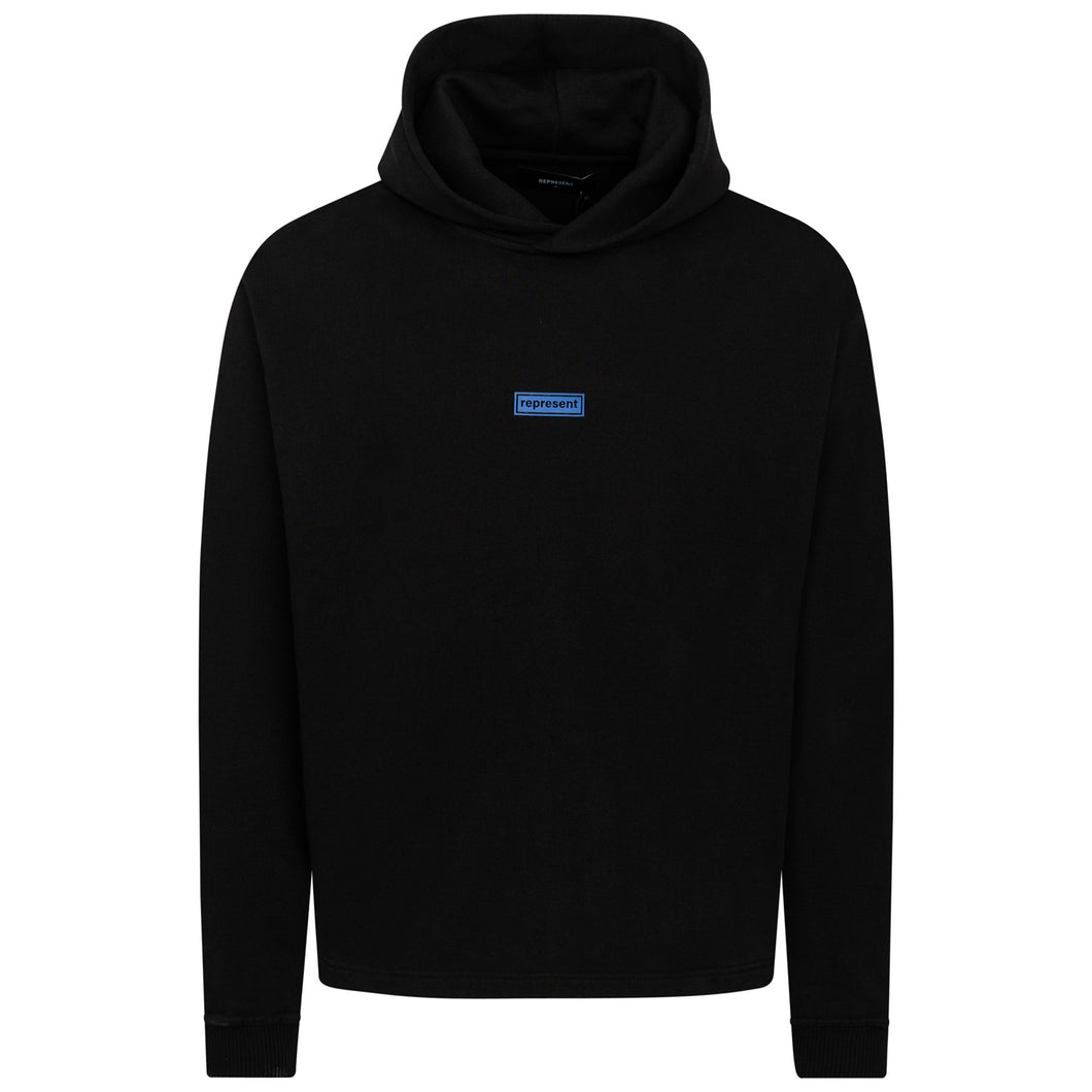 REPRESENT Jet Black Relaxed Logo Hoodie
