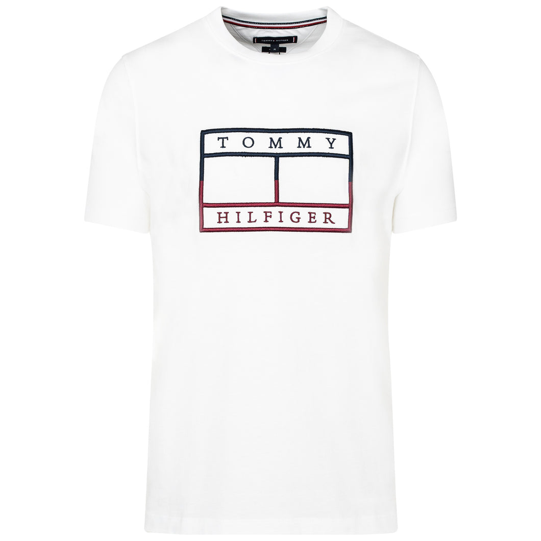 Tommy Hilfiger White Outline Linear Flag Tee