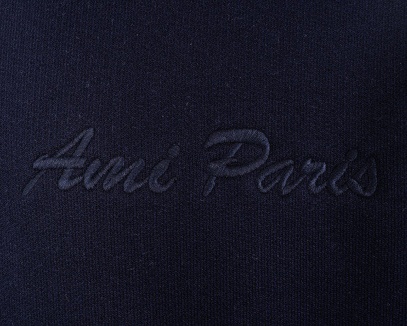 Load image into Gallery viewer, Ami Navy AMI Paris Embro Logo Hoody
