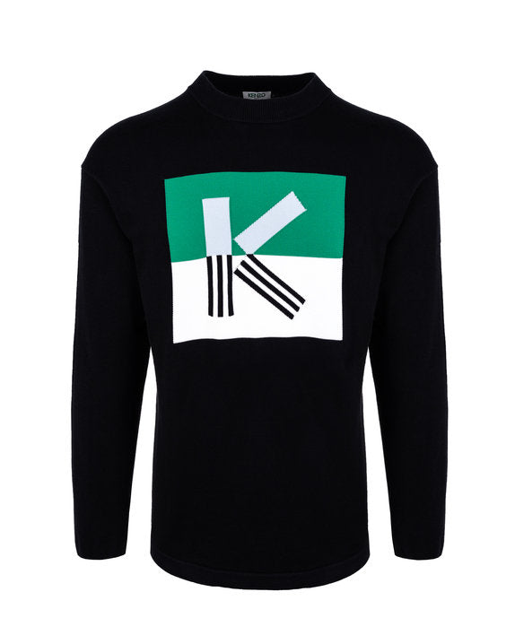 Load image into Gallery viewer, Kenzo Black K Logo Knit Crew
