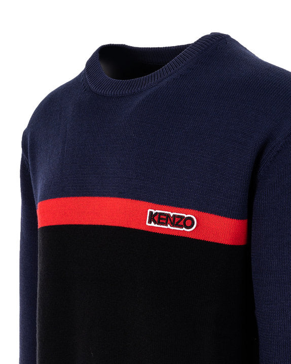 Load image into Gallery viewer, Kenzo Black Tech Colourblock Crew Knit
