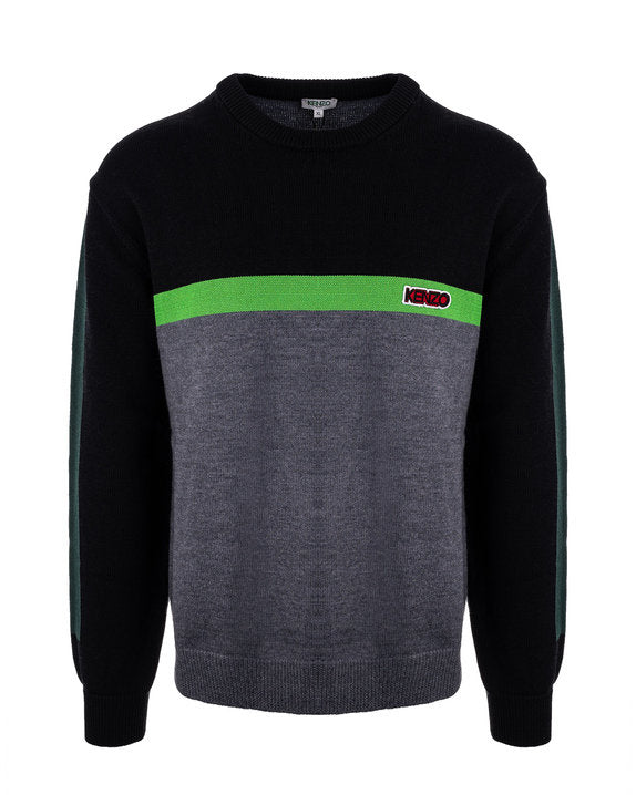 Load image into Gallery viewer, Kenzo Grey Tech Colourblock Crew Knit

