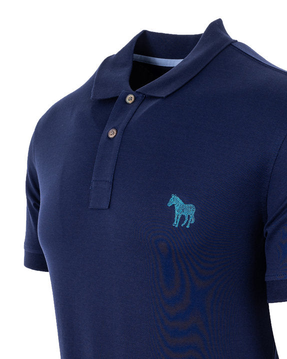 Load image into Gallery viewer, Paul Smith Marine Blue Embro Zebra Polo
